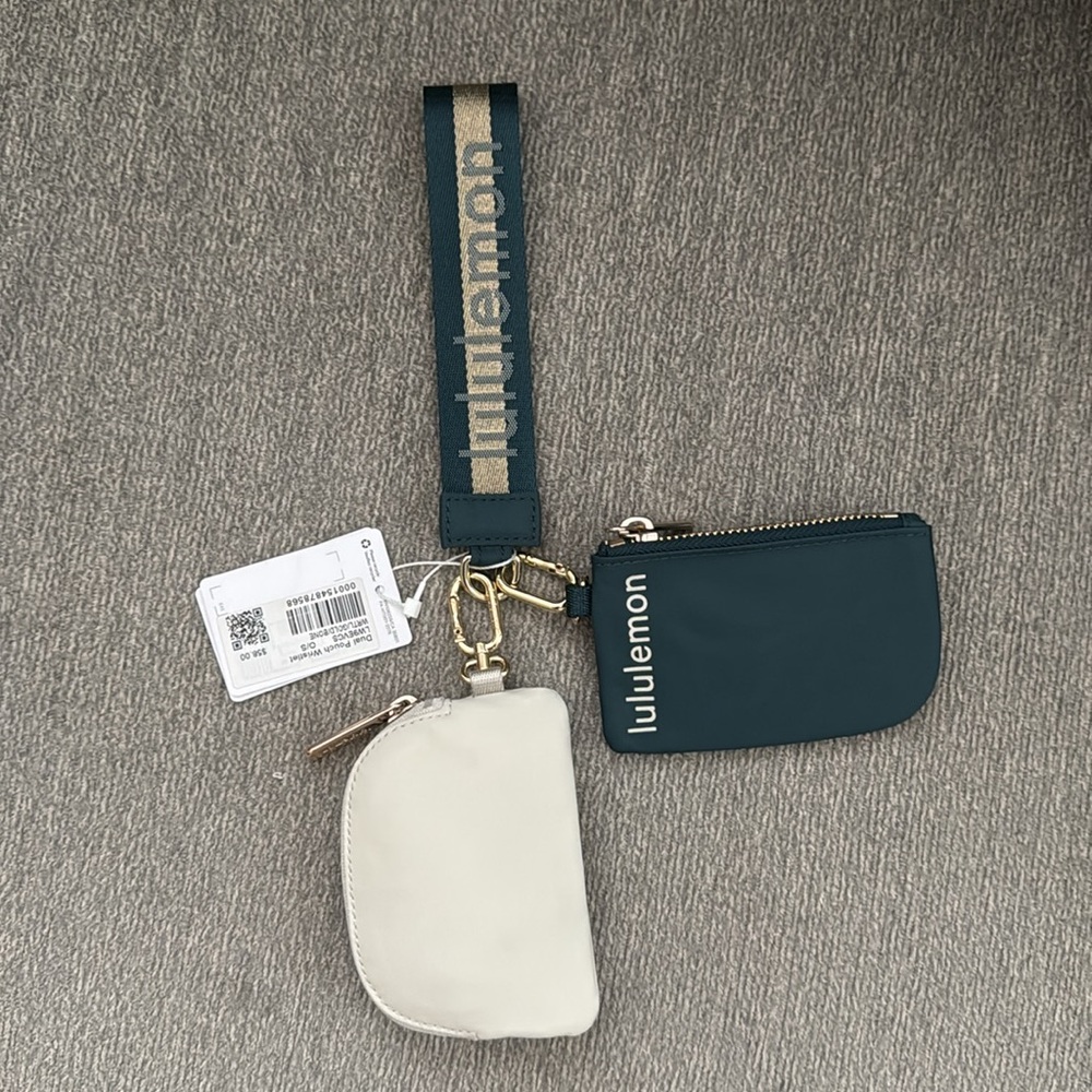 NWT LULULEMON DUAL POUCH WRISTLET Warp Teal/Gold/Bone OS